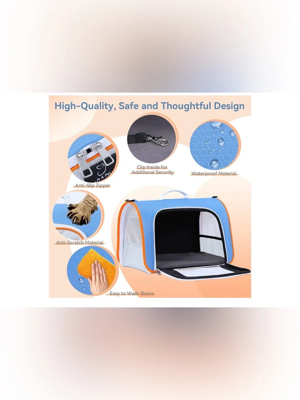A 4 Pet Cat Dog Carrier Airline Approved Soft Sided Foldable Blue Orange New